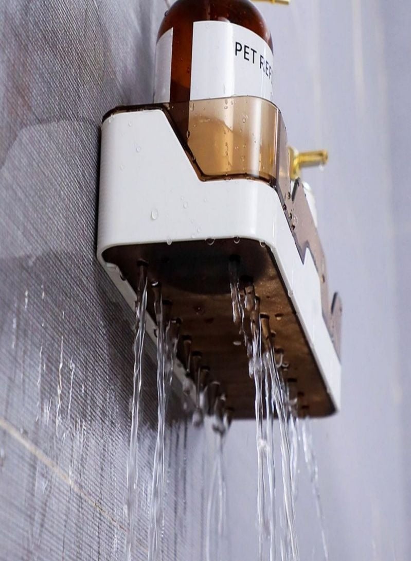 علبة استحمام معلقة على الحائط بدون حفر - رف منظم زاوية الحمام بوسادة لاصقة إضافية رف توابل المطبخ - Image 5